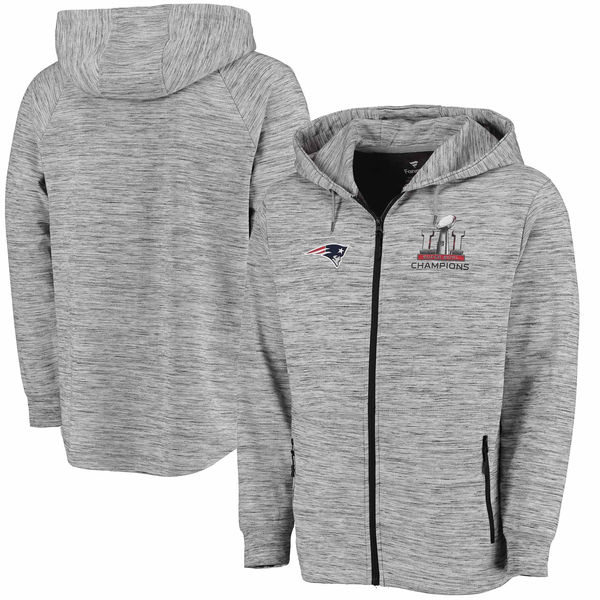 New England Patriots Pro Line by Fanatics Branded Super Bowl LI Champions Left Tackle Space Dye Full-Zip Hoodie - Heathered Gray